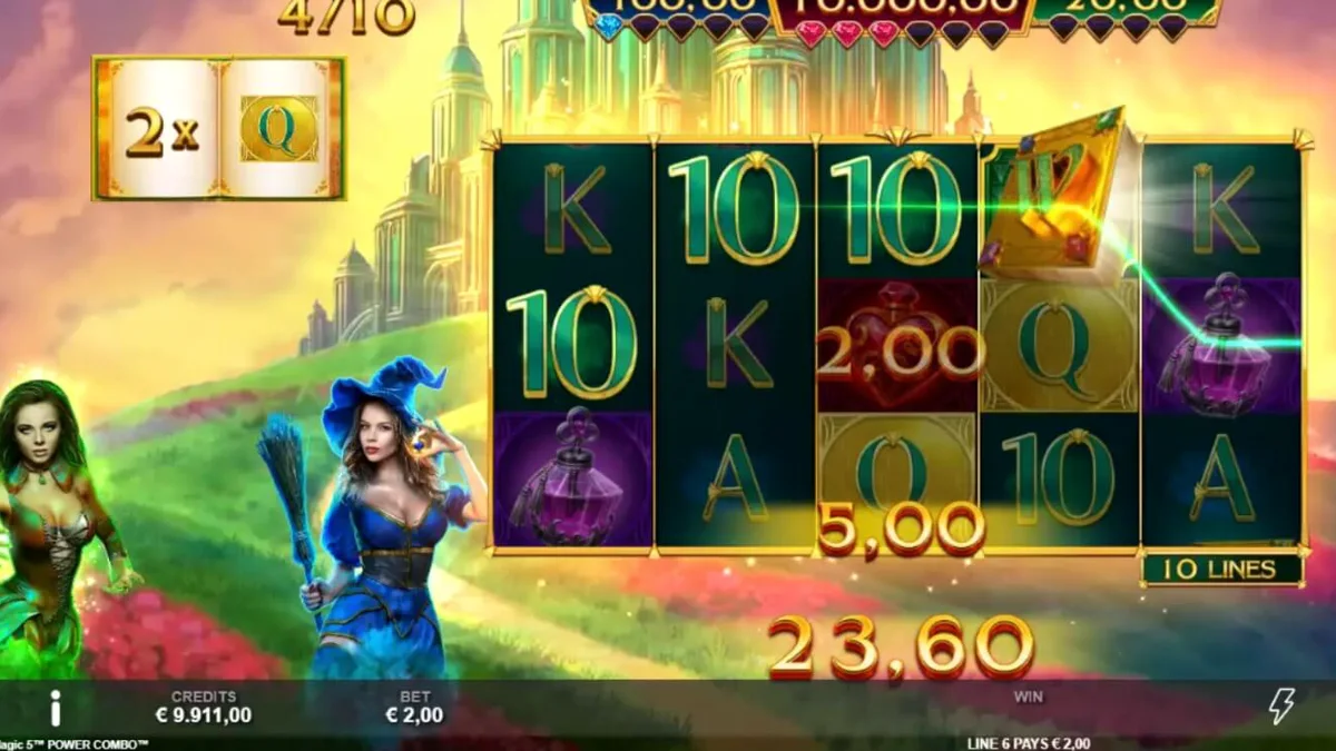 Tampilan visual slot Book of Oz Magic 5 Power Combo dengan tema fantasi yang memukau