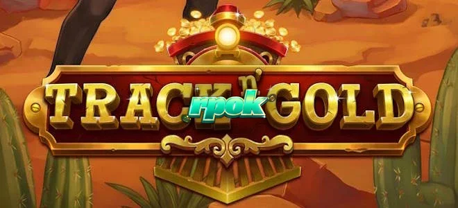 Pemandangan visual slot Track n’ Gold dengan elemen kereta api klasik
